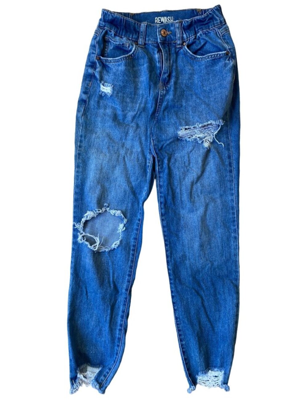 Rewash Jeans Junior 1/25 Distressed Raw Skinny Hem Grunge Casual Streetwear Y2K
